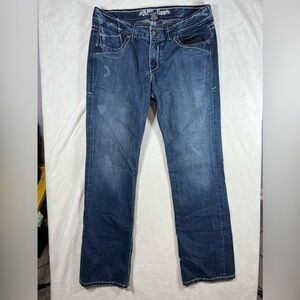 Affliction 36W 34W Dark Wash Studded Jeans Denim Back Pocket Detail Y2K